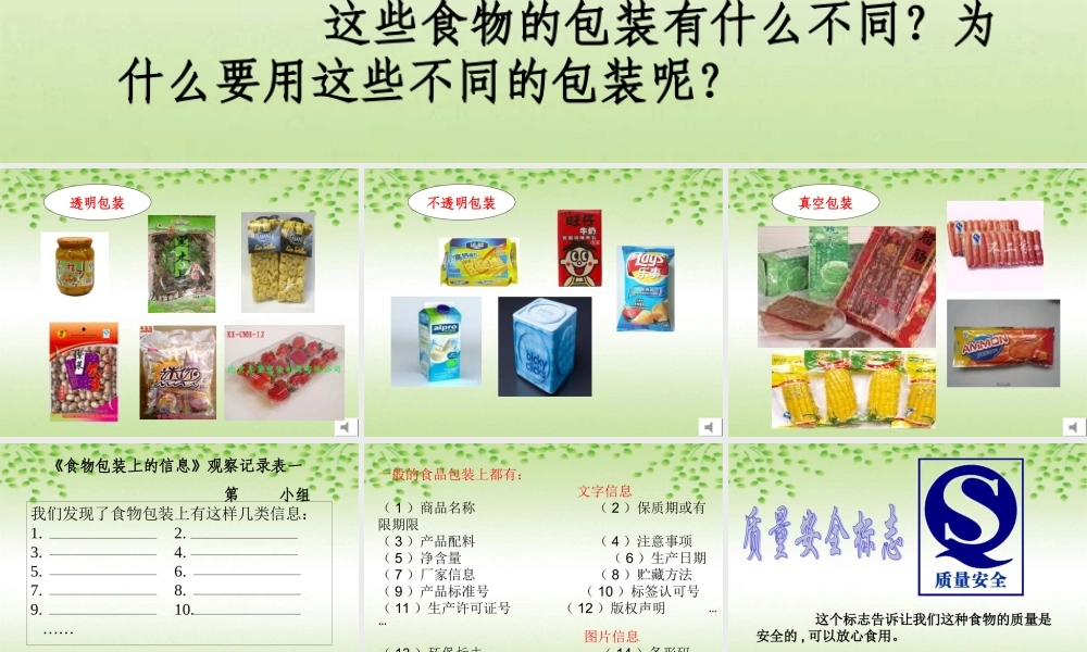 小学科学食物包装上的信息1