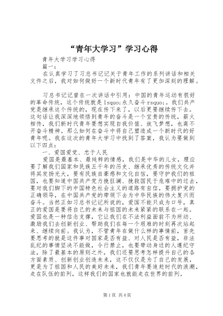“青年大学习”学习心得