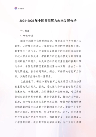 2024-2025年中国智能算力未来发展分析