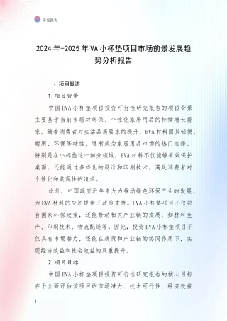 2024年-2025年VA小杯垫项目市场前景发展趋势分析报告