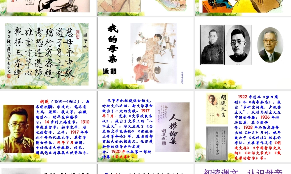 《我的母亲》课件