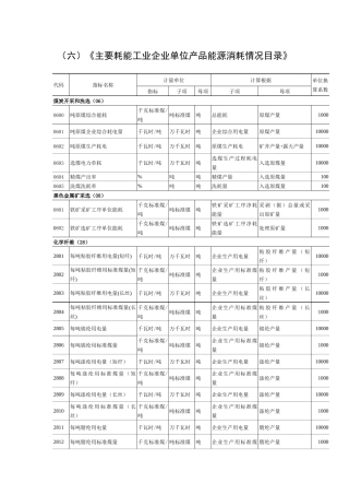（六）《主要耗能工业企业单位产品能源消耗情况目录》