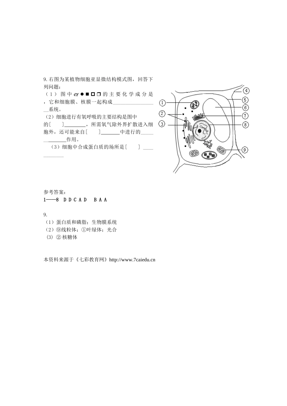 生物20分钟专题突破(2)细胞的结构和功能_第2页