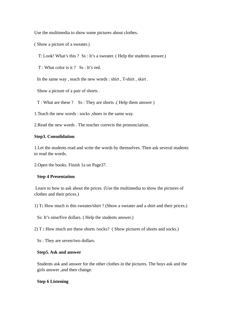 七年级上册英语第七单元第一课时教学设计_第2页