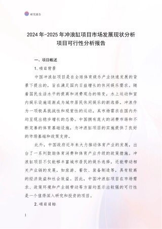 2024年-2025年冲浪缸项目市场发展现状分析项目可行性分析报告
