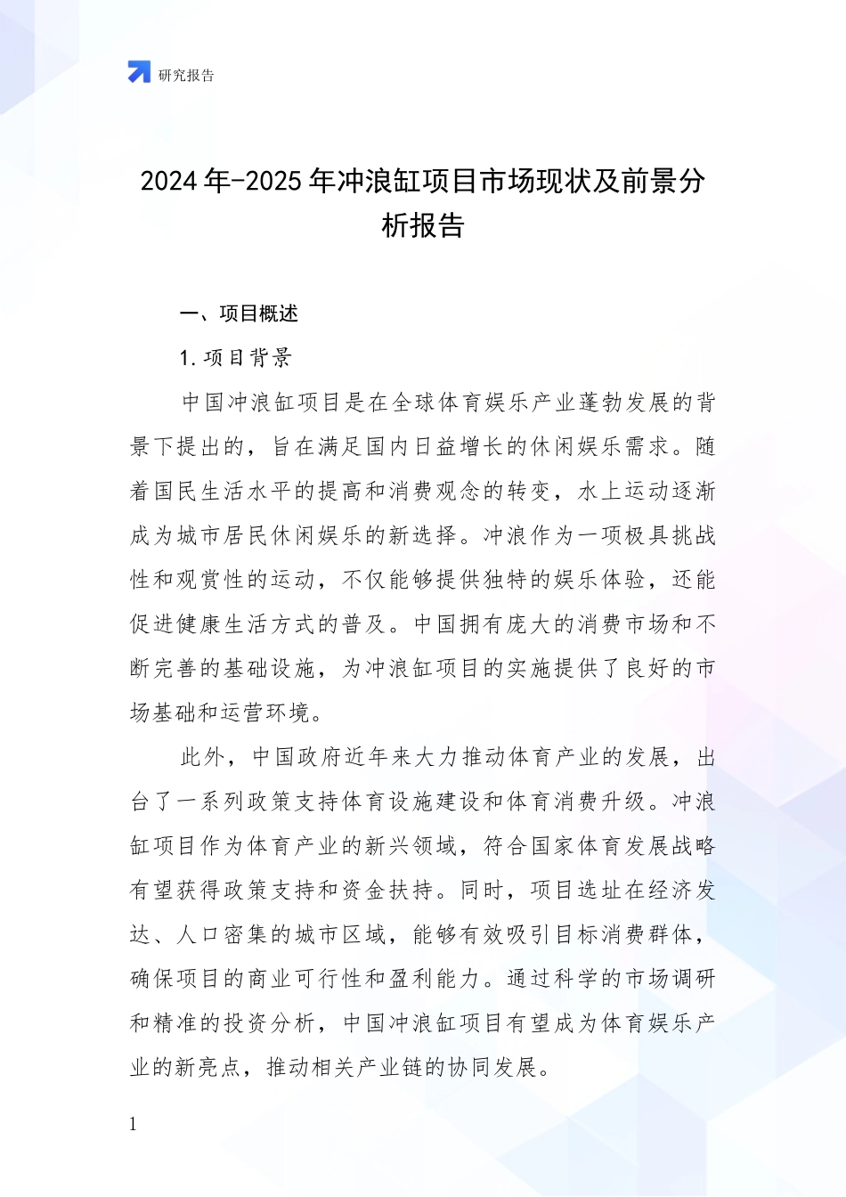 2024年-2025年冲浪缸项目市场现状及前景分析报告_第1页