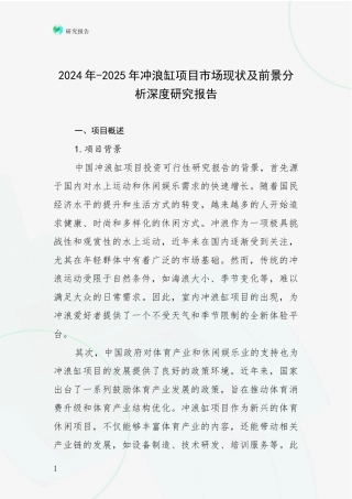 2024年-2025年冲浪缸项目市场现状及前景分析深度研究报告