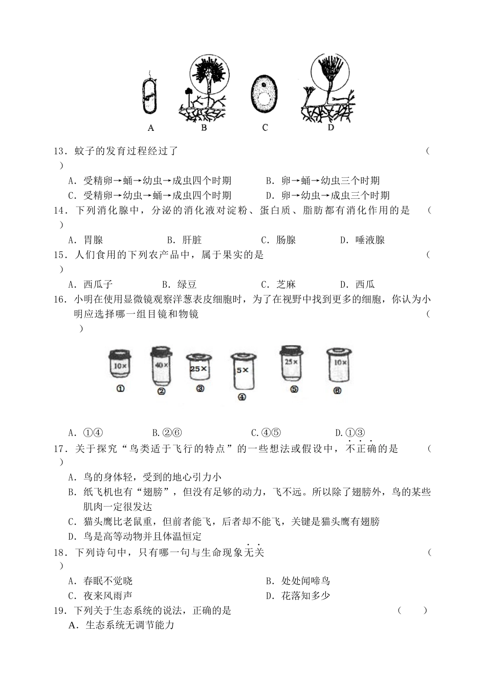 生物学科模拟试卷_第3页