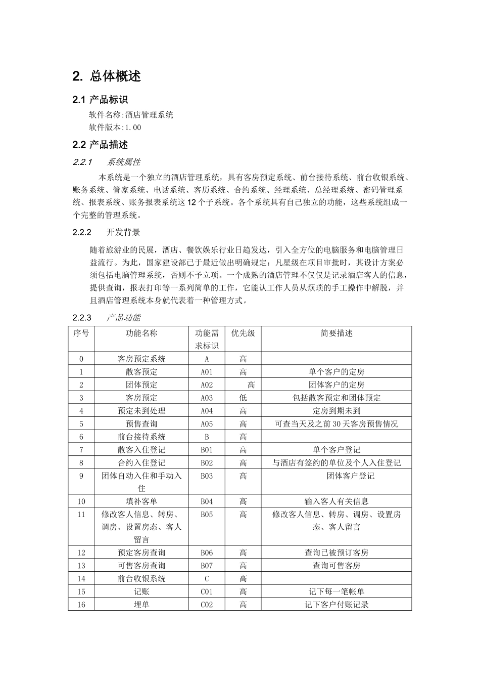 酒店管理系统需求规格说明书_第3页
