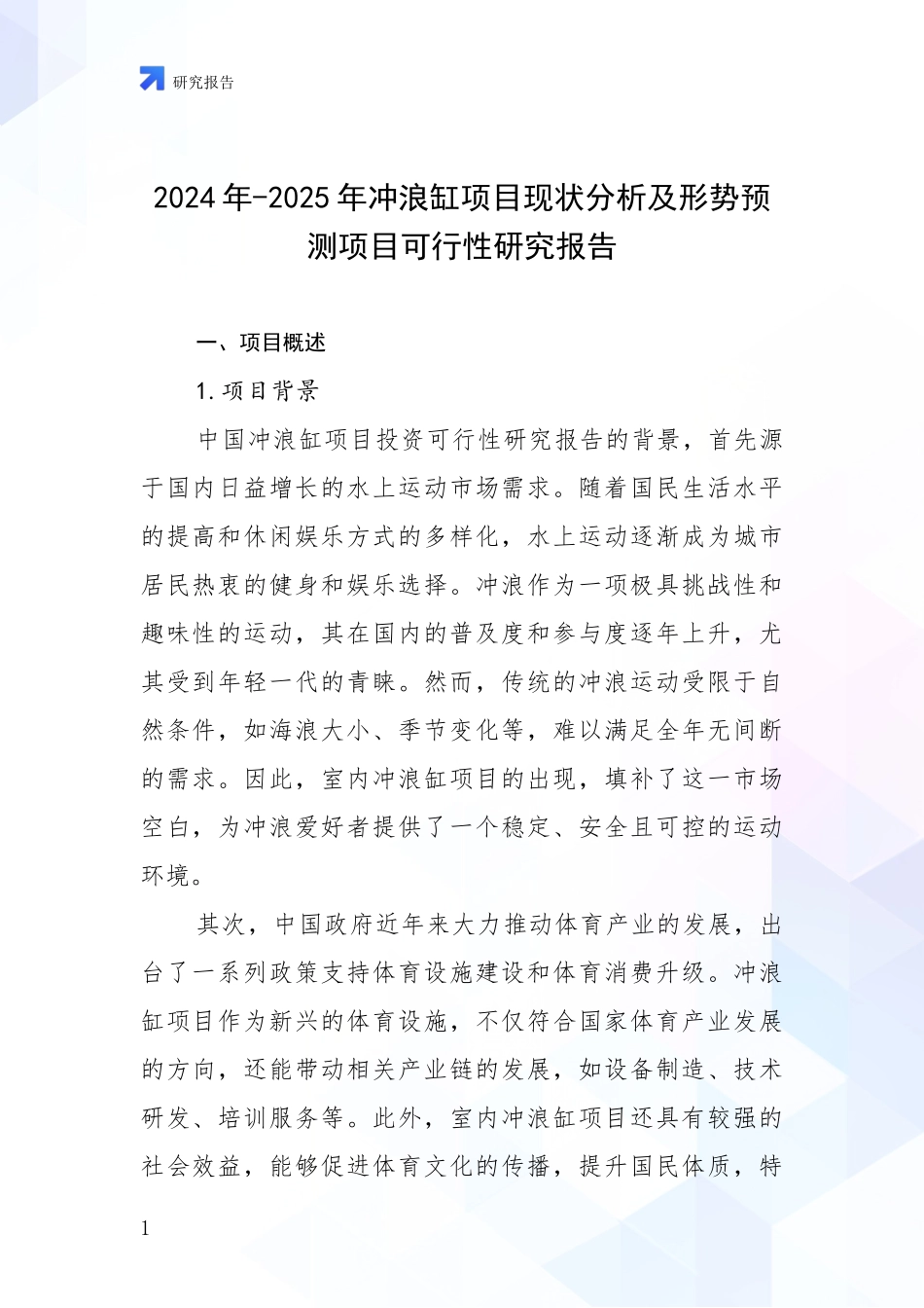 2024年-2025年冲浪缸项目现状分析及形势预测项目可行性研究报告_第1页