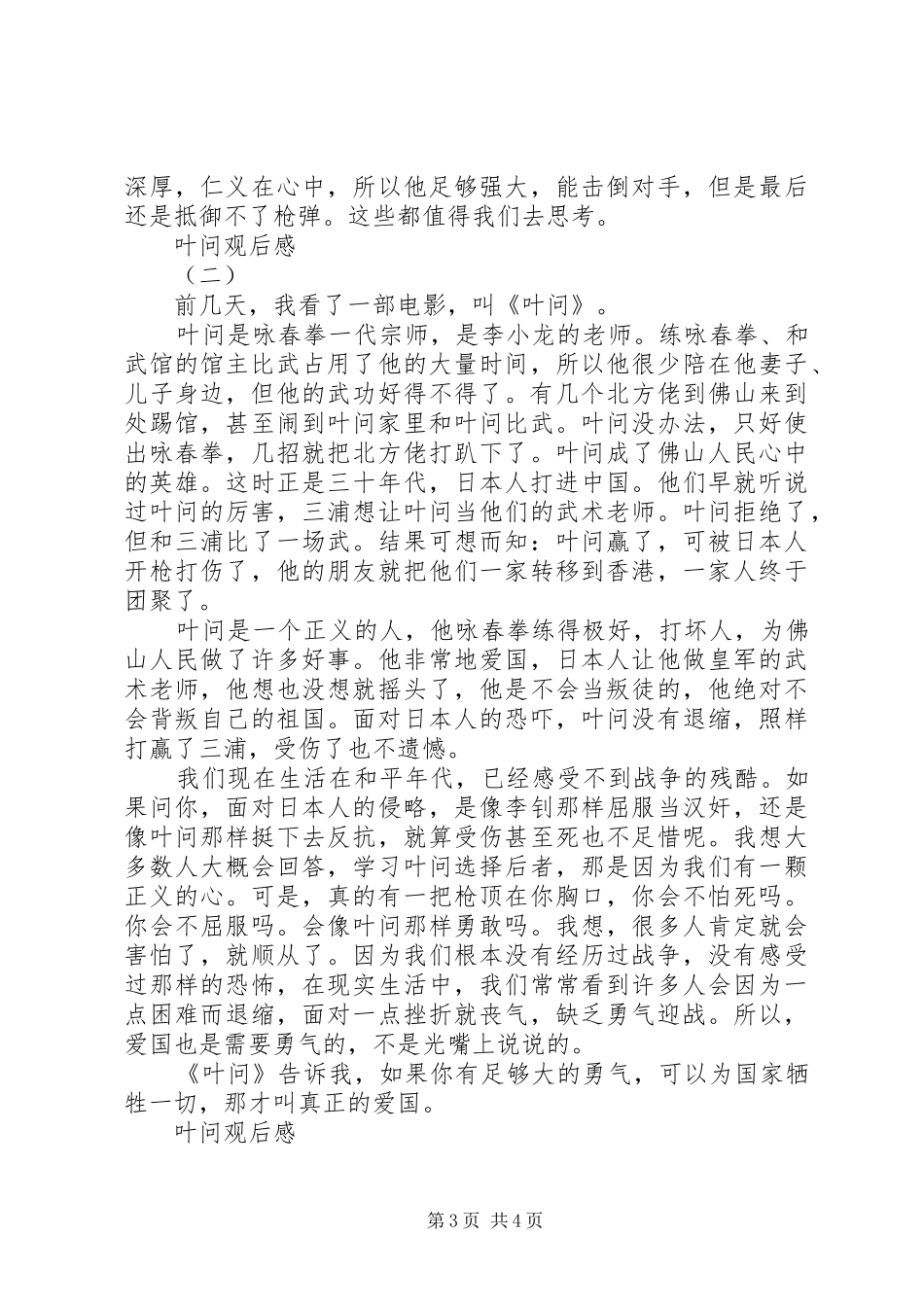对于叶问的观后感_第3页