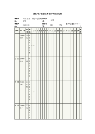 重庆电子职业技术学院学生点名册