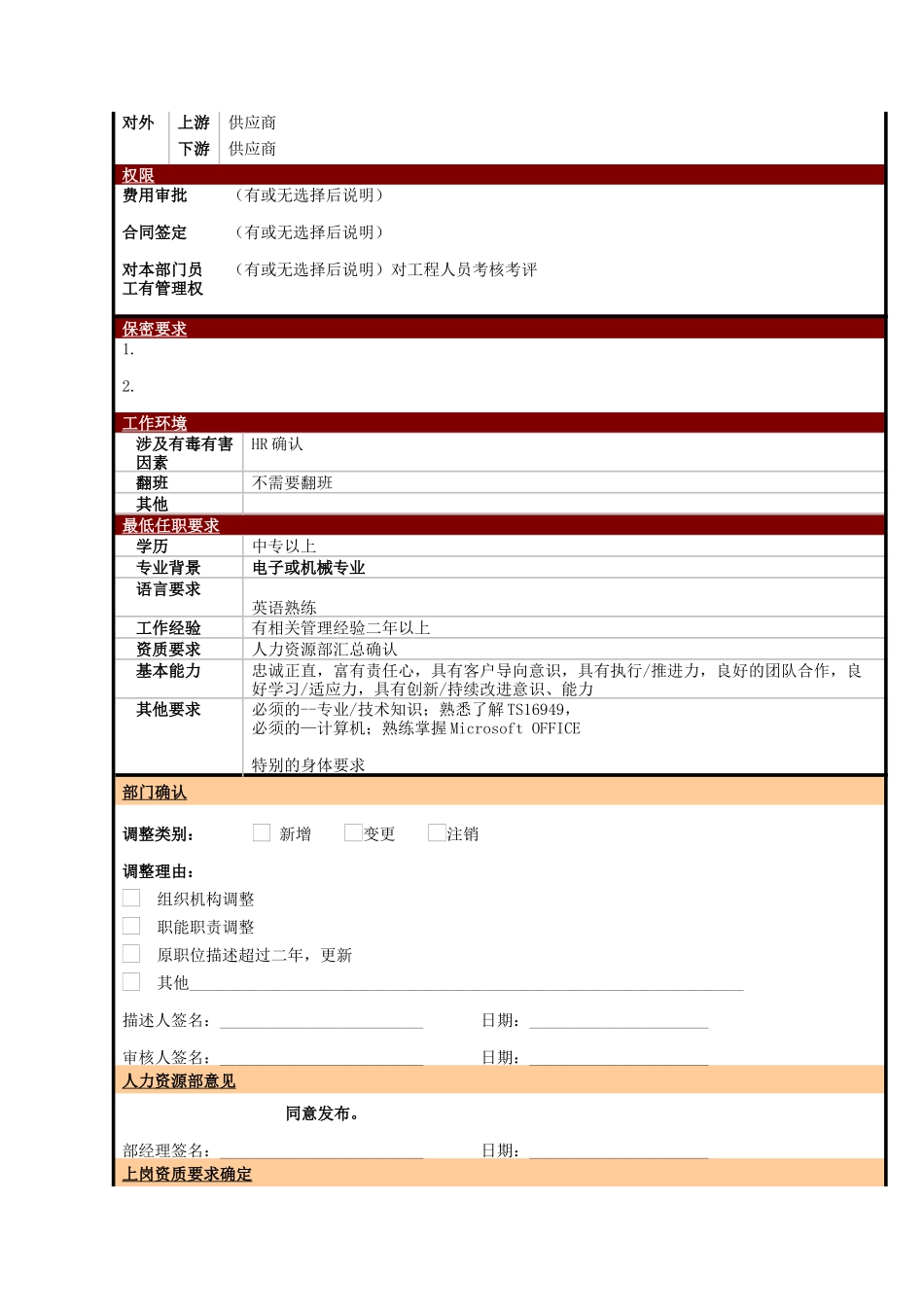 某大型电子公司制造部工程主管职位说明书_第2页