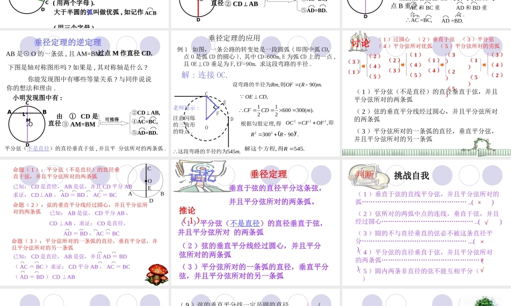北师大版初中九年下321圆的对称性课件