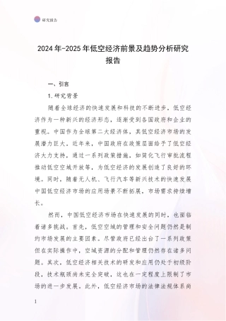 2024年-2025年低空经济前景及趋势分析研究报告