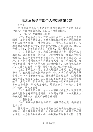 规划局领导干部个人整改措施6篇