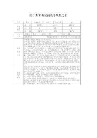 关于期末考试的教学质量分析