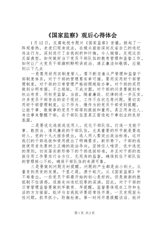 《国家监察》观后心得体会