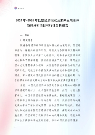 2024年-2025年低空经济现状及未来发展总体趋势分析项目可行性分析报告