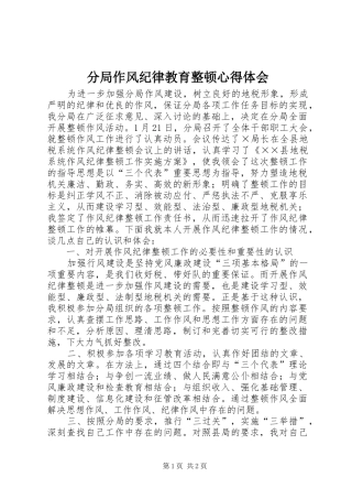 分局作风纪律教育整顿心得体会