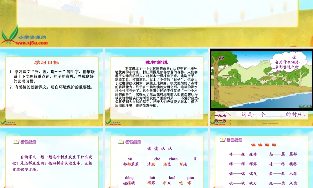 人教新课标三年级语文下册《一个小村庄的故事2》PPT课件