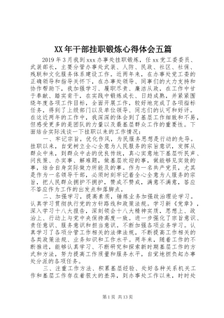 XX年干部挂职锻炼心得体会五篇