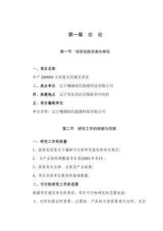 飚城绿色能源科技有限公司光伏项目可行性报告