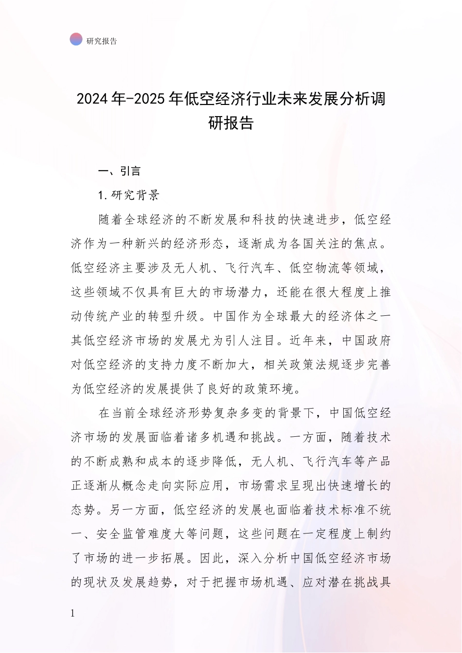 2024年-2025年低空经济行业未来发展分析调研报告_第1页