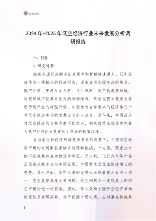 2024年-2025年低空经济行业未来发展分析调研报告