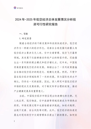 2024年-2025年低空经济总体发展情况分析投资可行性研究报告