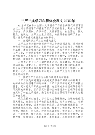 三严三实学习心得体会范文20XX年