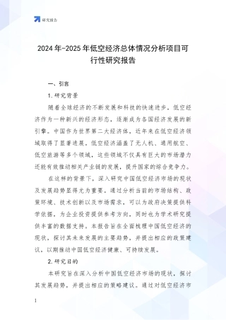 2024年-2025年低空经济总体情况分析项目可行性研究报告
