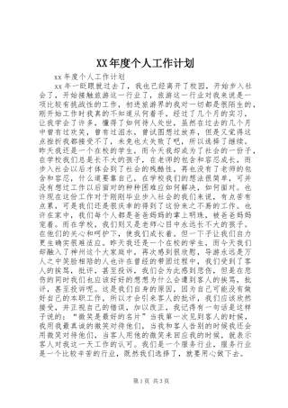 XX年度个人工作计划 