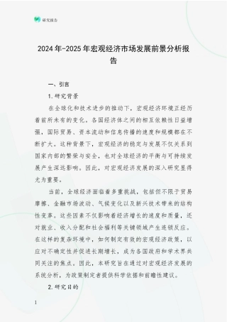 2024年-2025年宏观经济市场发展前景分析报告