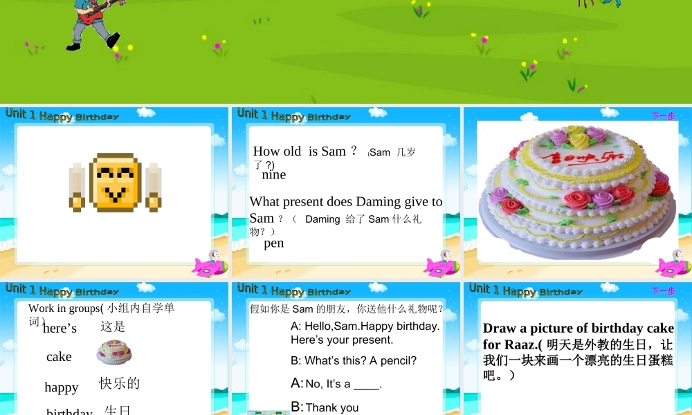 小学三年级英语课件unit1_Happy__birthday