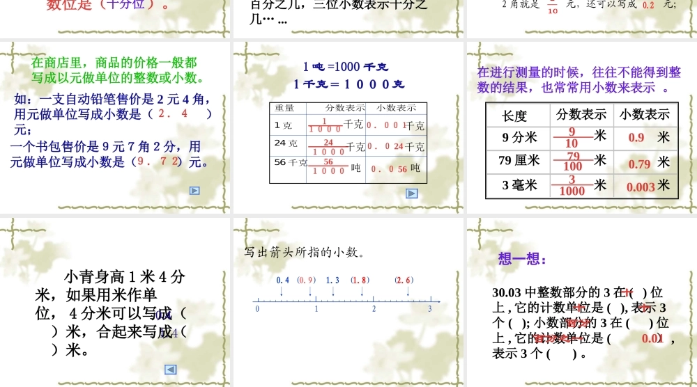 四年级数学下册课件小数的意义练习