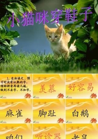教科版二年级语文下册《小猫咪穿鞋子_2》PPT课件 (2)