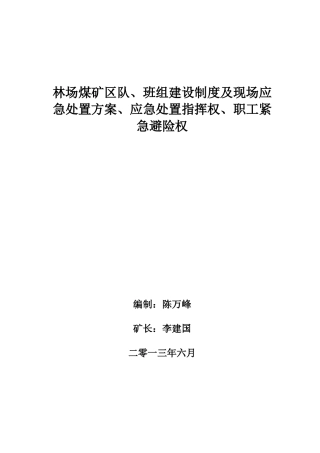 林场煤矿班组建设实施方案