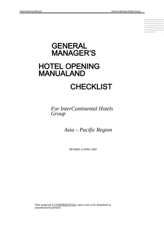 洲际酒店总经理酒店筹备作业手册