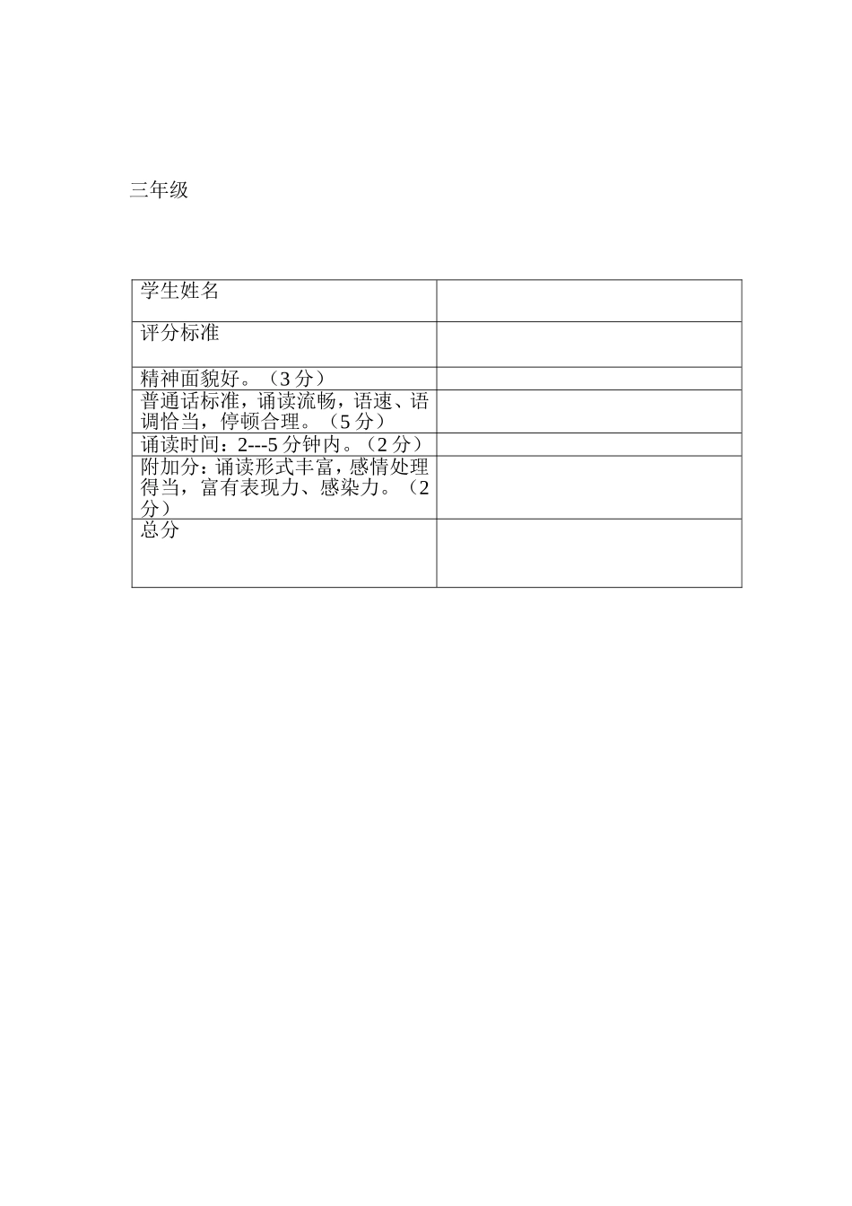 经典诵读评分表_第1页