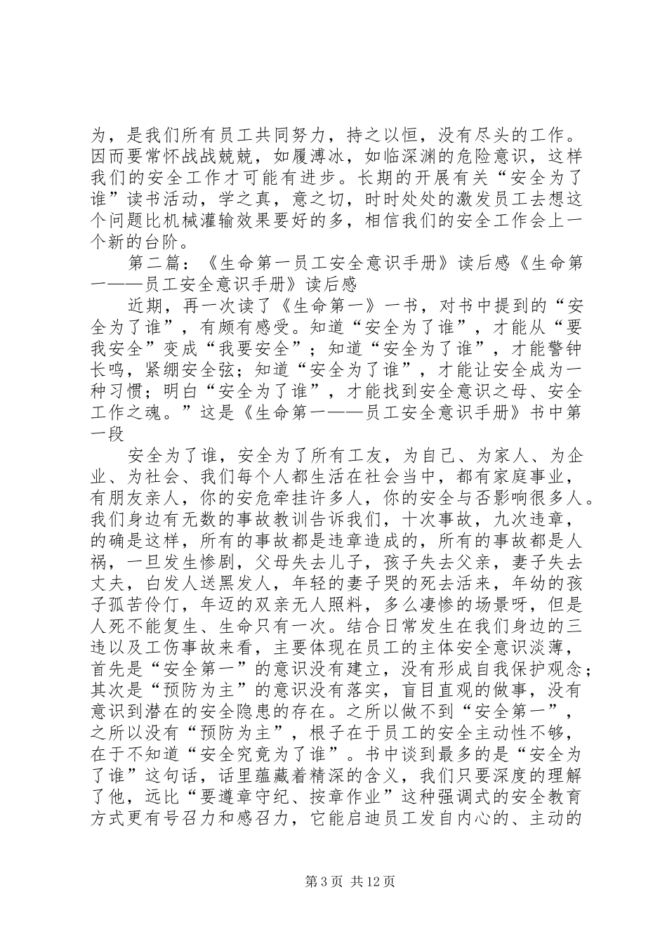 《生命第一——员工安全手册》读后感_第3页