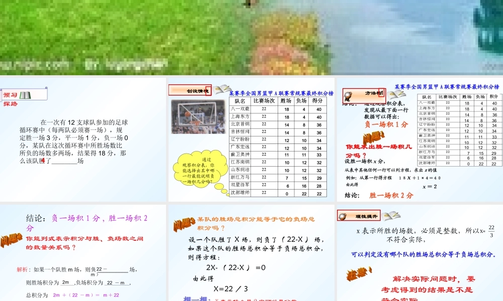 球赛积分表问题