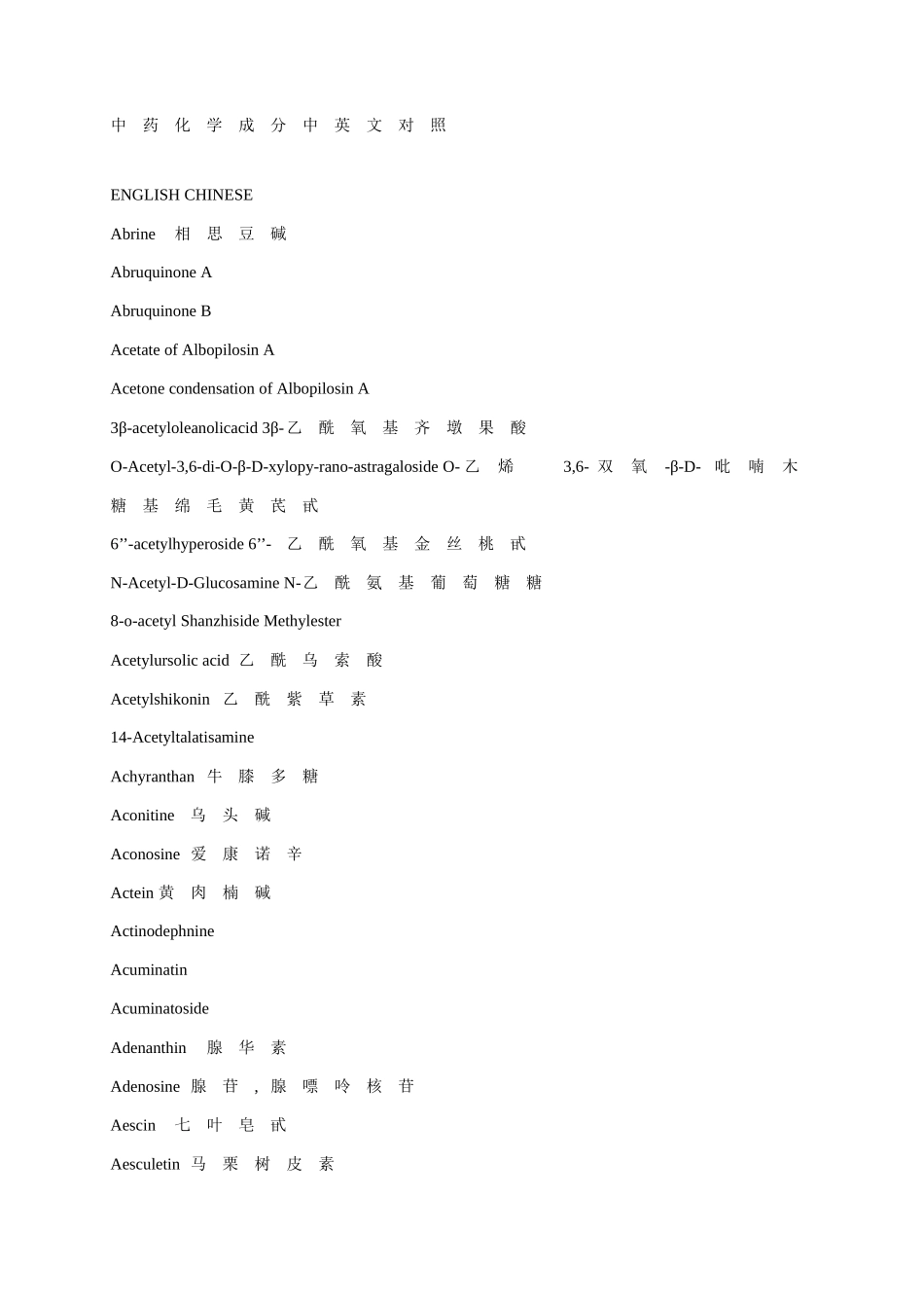 中药化学成分中英文对照(1)_第1页