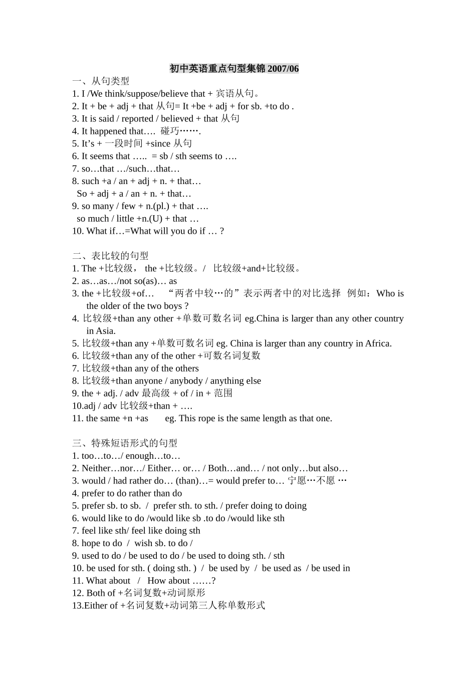 初中新目标英语重点句型集锦2006_第1页