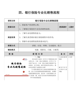 银行保险专业化销售流程