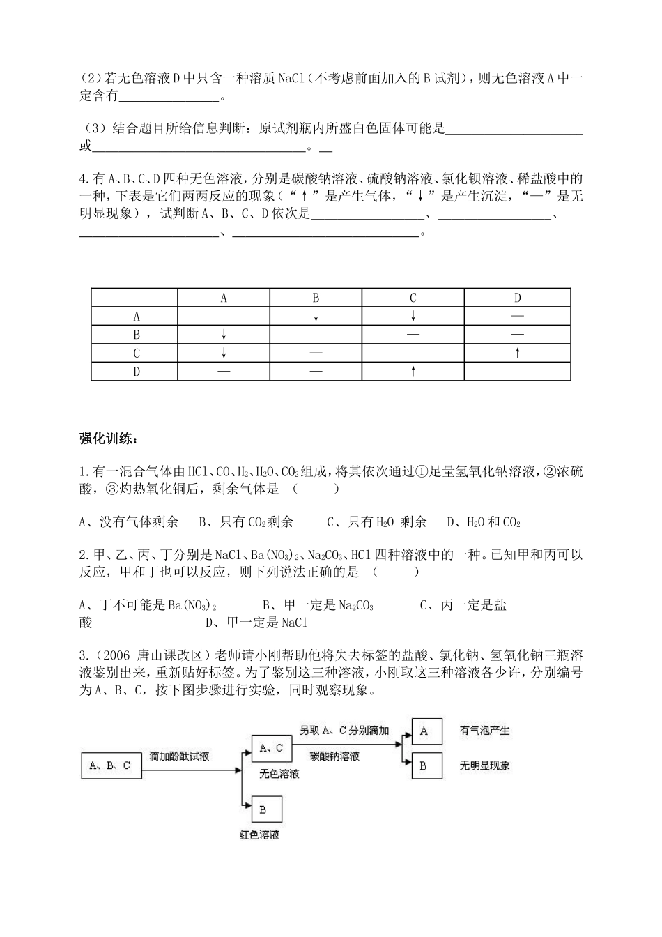 初中化学推断题专项练习_第2页