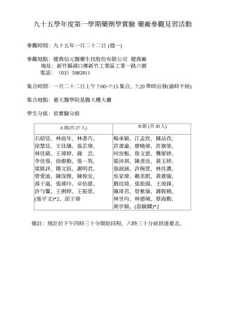 九十五学年度第一学期药剂学实验
