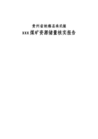 纳雍县珠玑镇xxx煤矿储量核实报告终稿