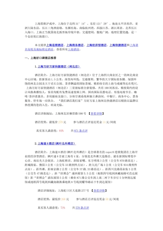 上海住宿攻略_上海好评酒店推荐(绿色版)