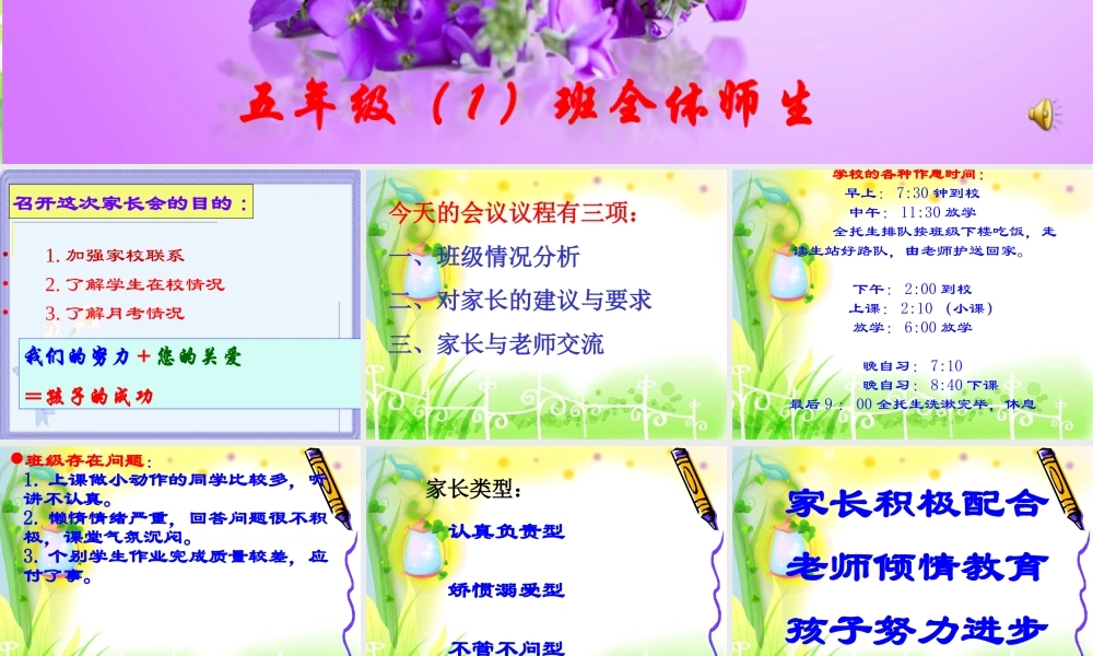 五二班月考家长会PPT